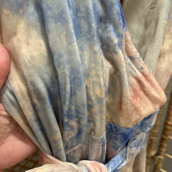 Free People Maxi Wrap Dress Velvet. pink and blue size M - Picture 3 of 4